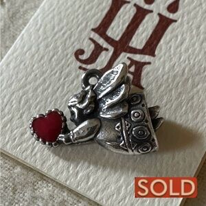 ❌SOLD❌James Avery Sterling Silver Red Enamel Heart Love Angel Charm 925